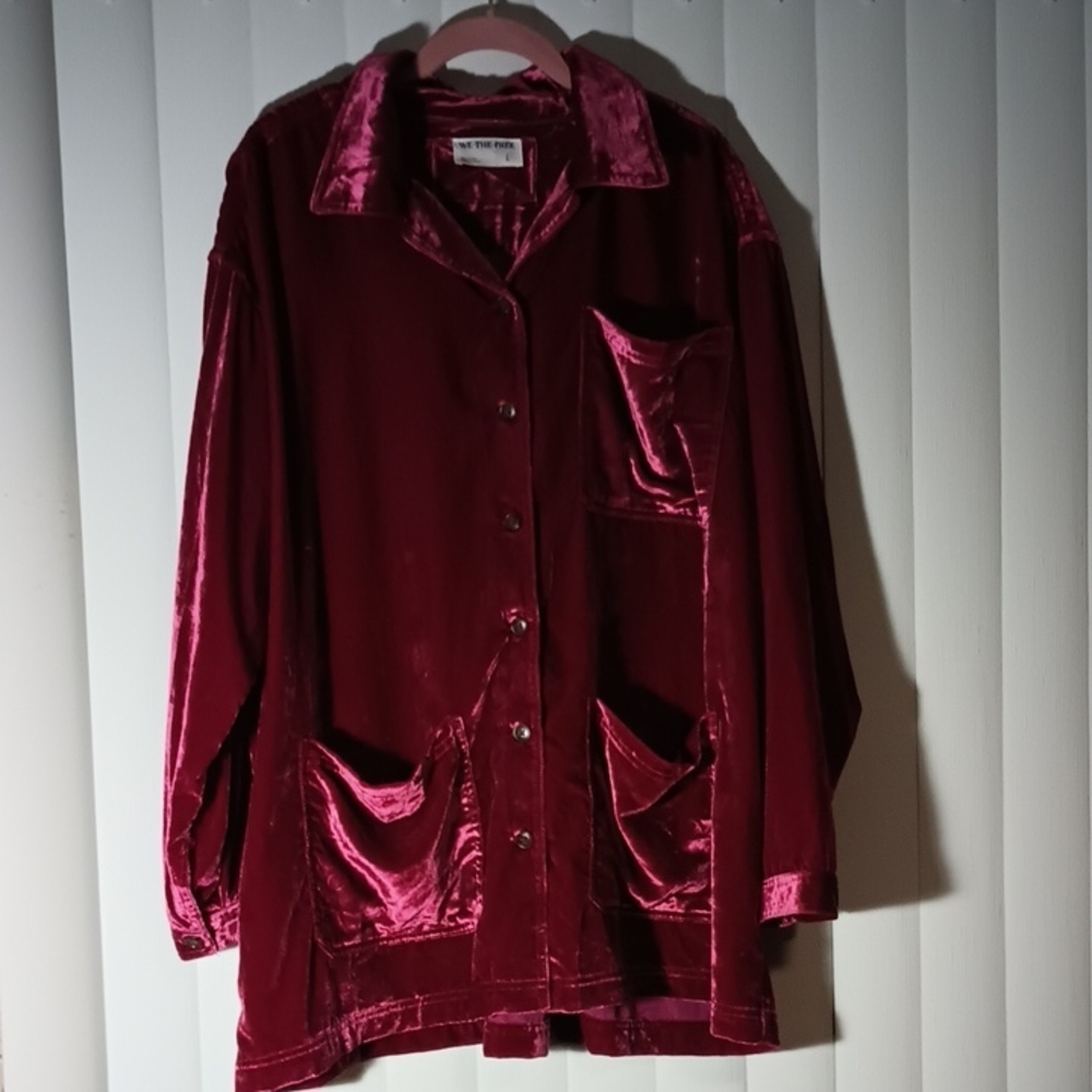 Free People Kit Kat Red Berry Velvet Top (Large)